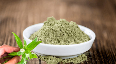 Bhringraj powder benefits (Image - Crushed herbs)